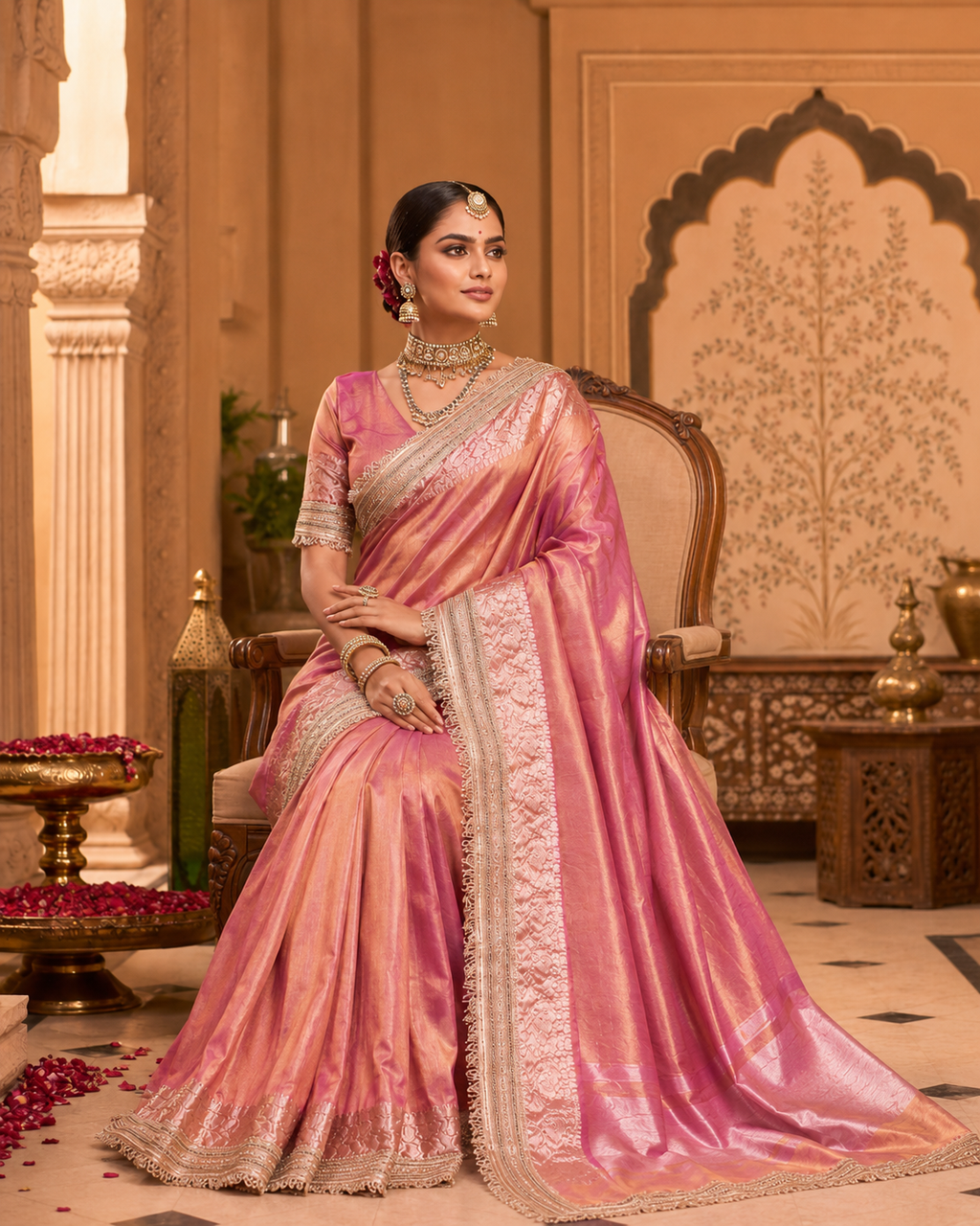 The Royal Radiance: Banarasi Handloom Kanta Silk Tissue Saree