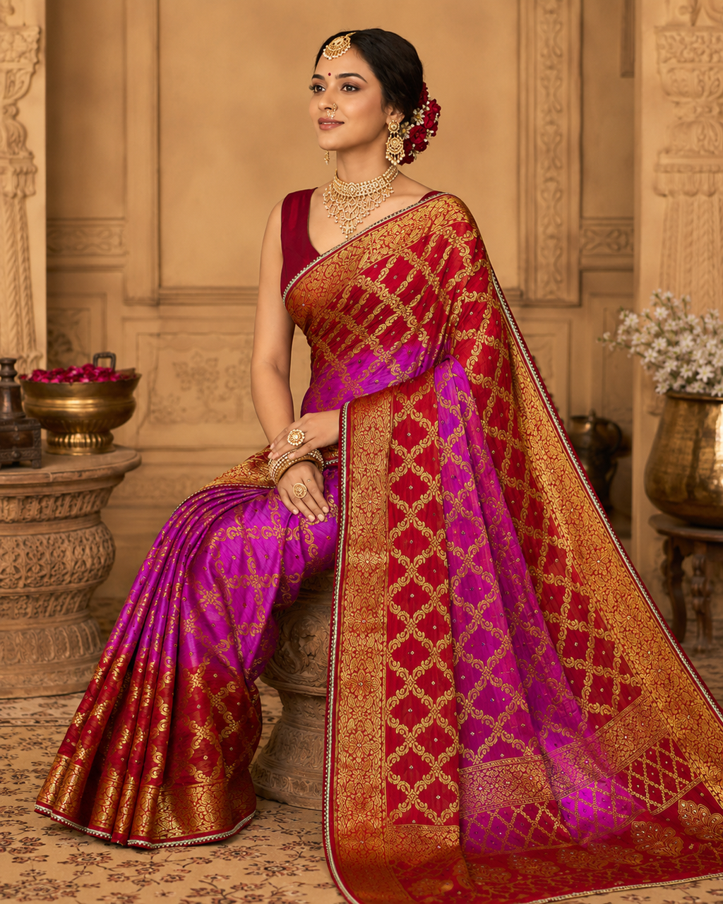 Gharchola Banarasi Silk Saree with Heavy Zari Work