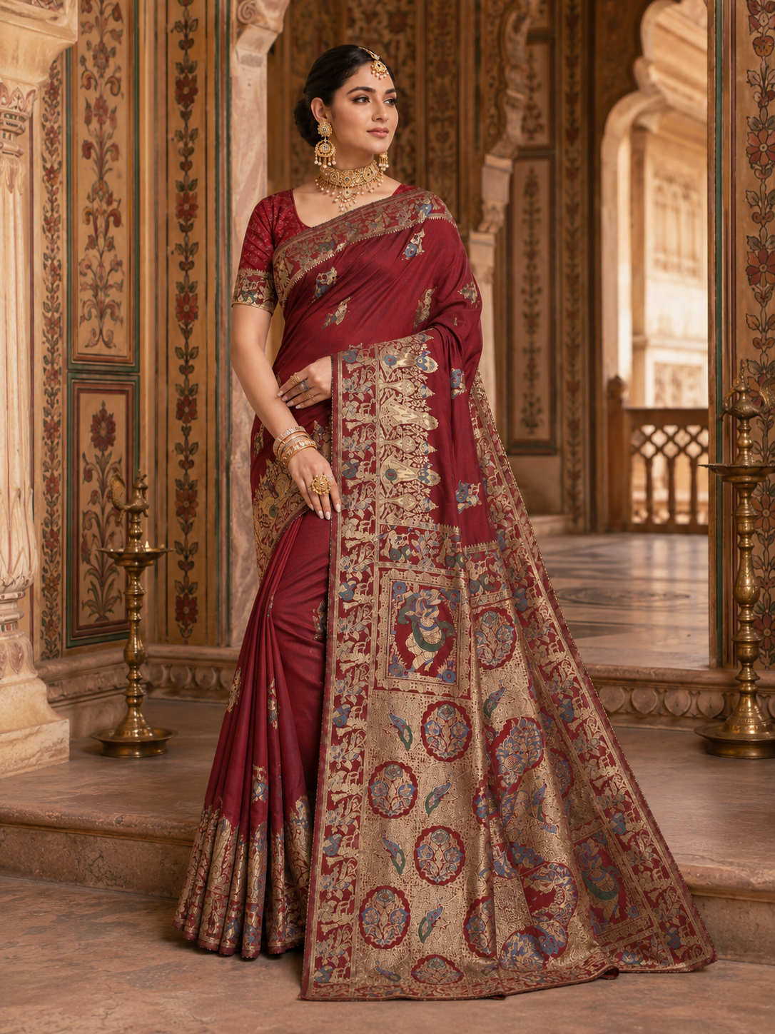The Royal Crimson Banarasi Dola Silk Saree