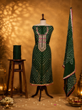 Imperial Emerald Green Banarasi Style Art Silk Suit with Gota Patti Handwork