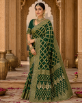 Emerald Imperial Gharchola Banarasi Silk Saree with Heavy Zari Work