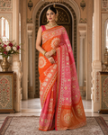 Pure Gaji Silk Bandhani Saree with Intricate Gota Patti Work