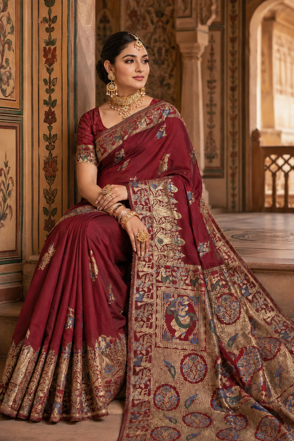 The Royal Crimson Banarasi Dola Silk Saree