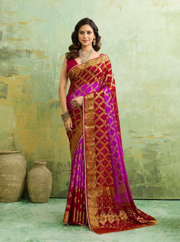 Gharchola Banarasi Silk Saree with Heavy Zari Work