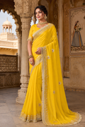 Sunshine Yellow Pure Georgette Saree with Gota Patti Embellishment