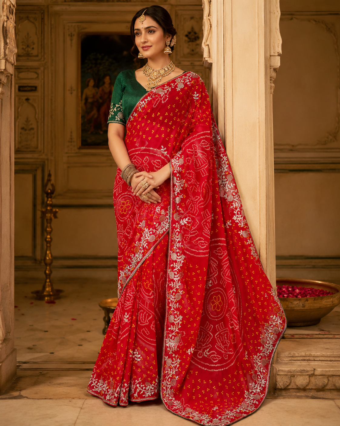 Pure Chiffon Saree with Handcrafted Aari Tari Embroidery