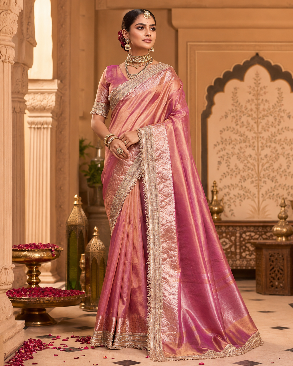 The Royal Radiance: Banarasi Handloom Kanta Silk Tissue Saree